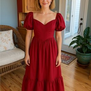 Alyce Designs 1983 Vintage Red Taffeta Prom Formal Dress